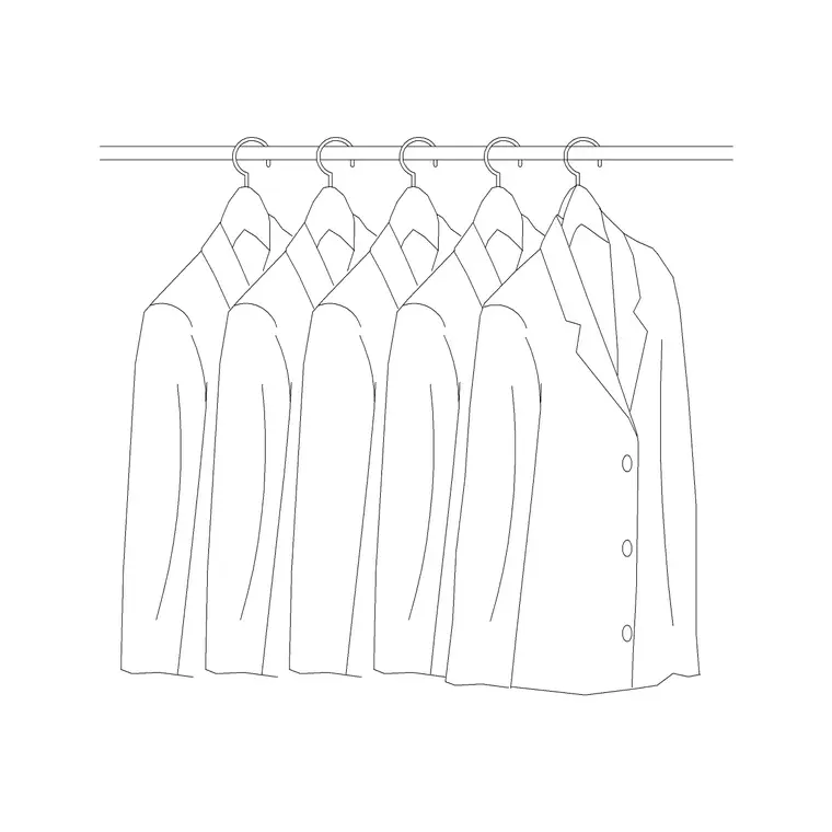 5 Coat Hanged Side DWG CAD block thumbnail — accessories drawing