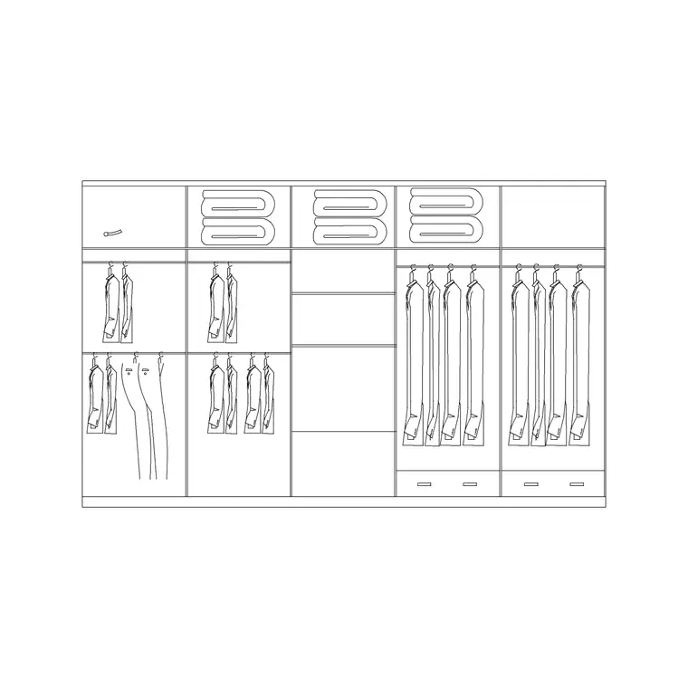 5 Door Wardrobe Type B DWG CAD block thumbnail — furniture drawing