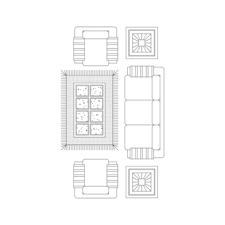5 Seater Luxury Sofa DWG CAD block thumbnail — furniture drawing