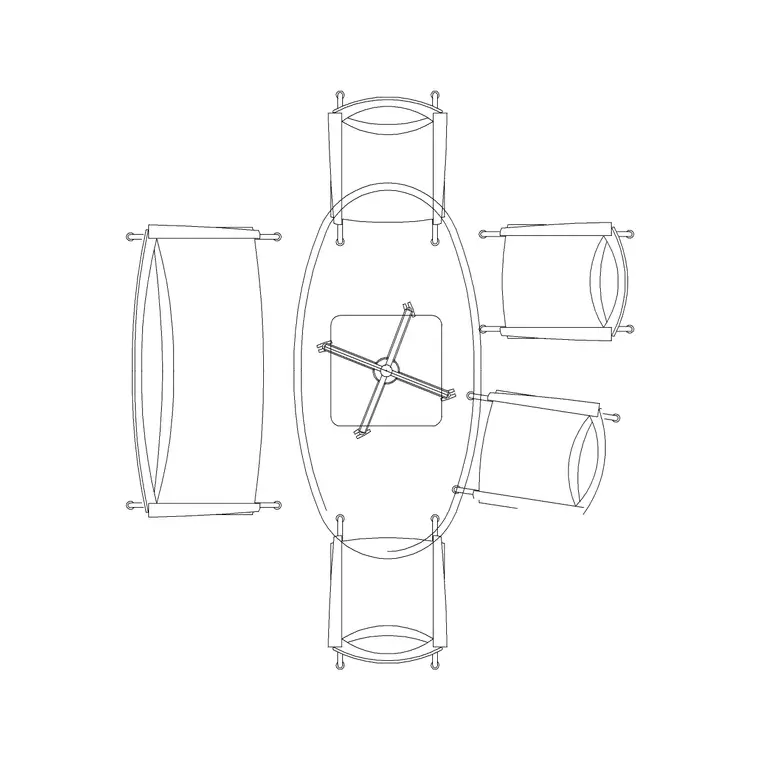5P Oval Galss Table DWG CAD block thumbnail — office drawing