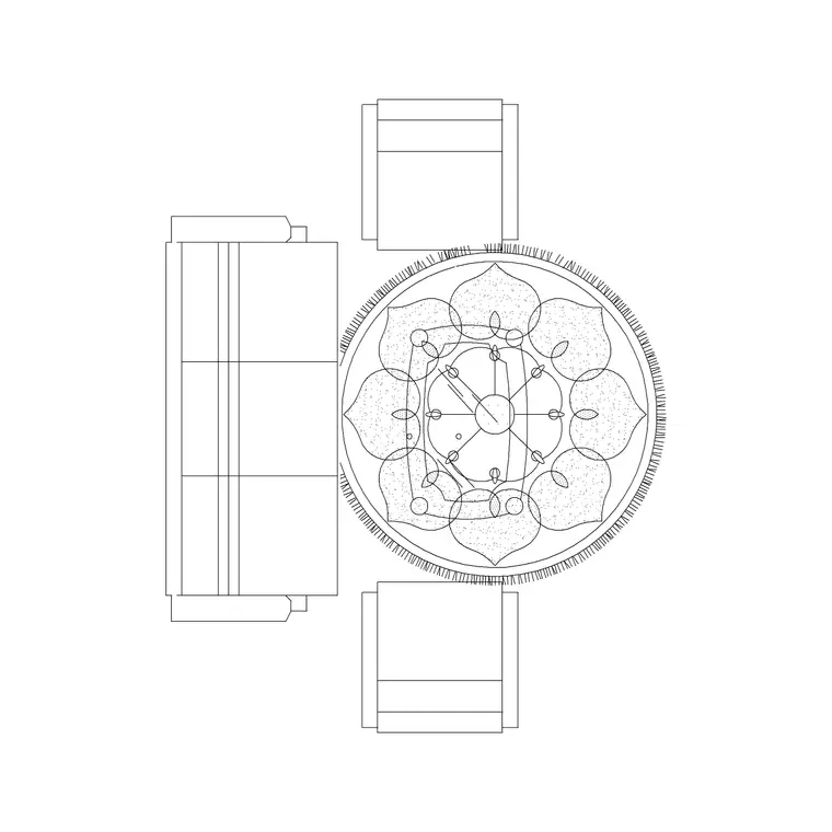 5p Sofa Set Center Table DWG CAD block thumbnail — furniture drawing