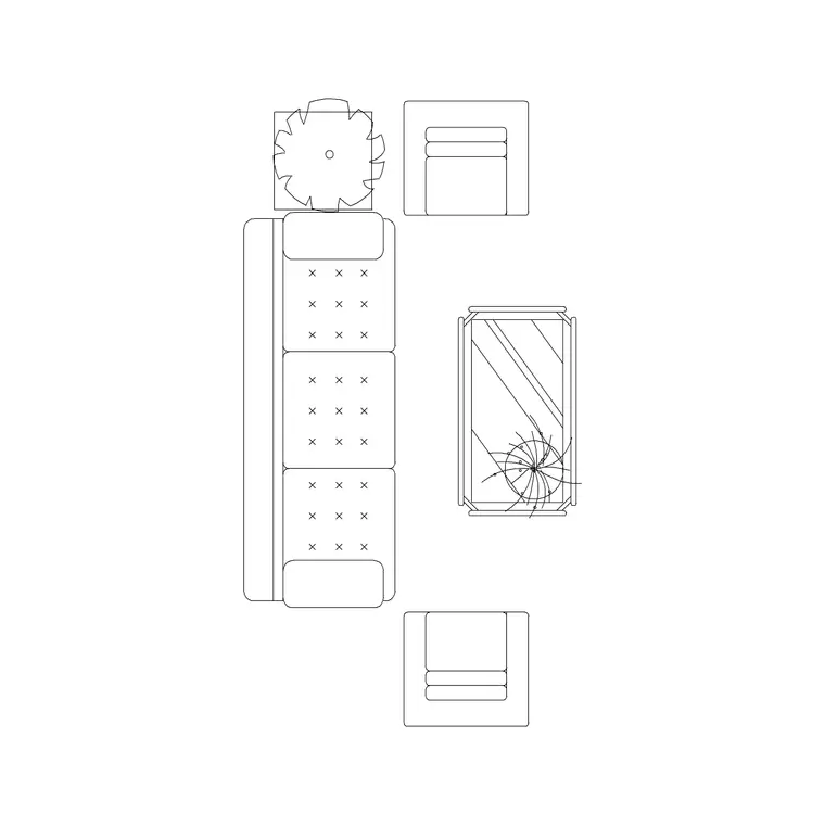 5P Sofa Set Modern Table DWG CAD block thumbnail — furniture drawing