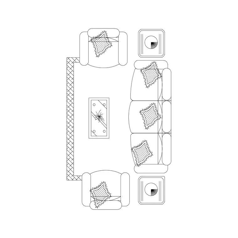 5P Sofa Set Modern DWG CAD block thumbnail — furniture drawing
