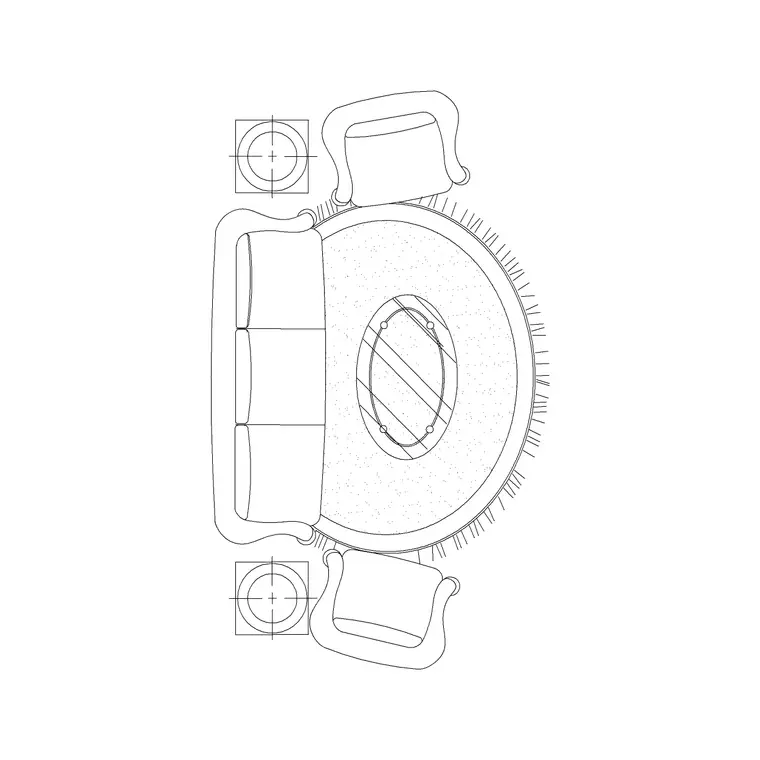5P Sofa Set Round Rug 1 DWG CAD block thumbnail — furniture drawing