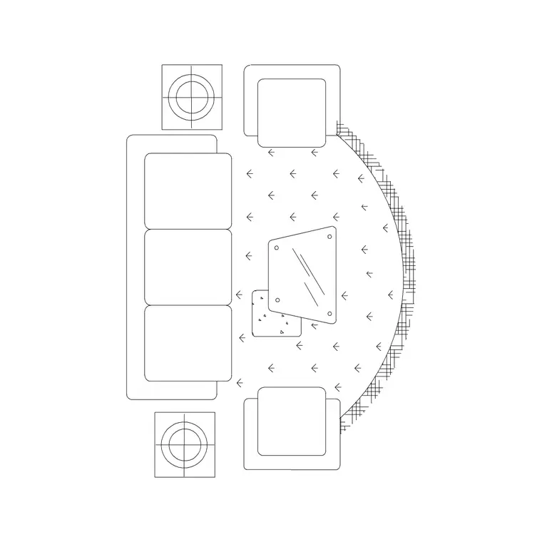 5p Sofa Set Round Rug DWG CAD block thumbnail — furniture drawing