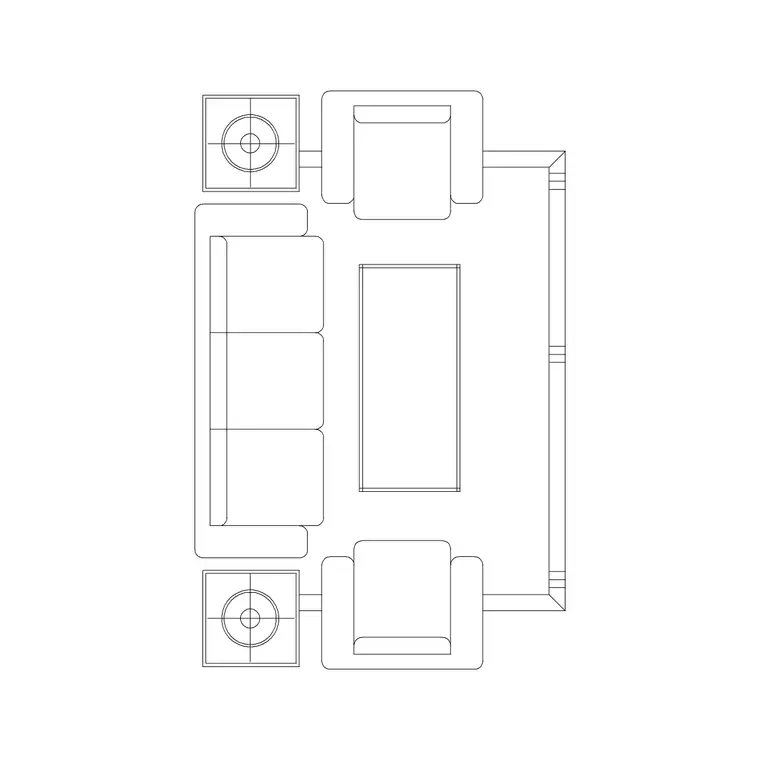 5P Sofa Set With Rug DWG CAD block thumbnail — furniture drawing
