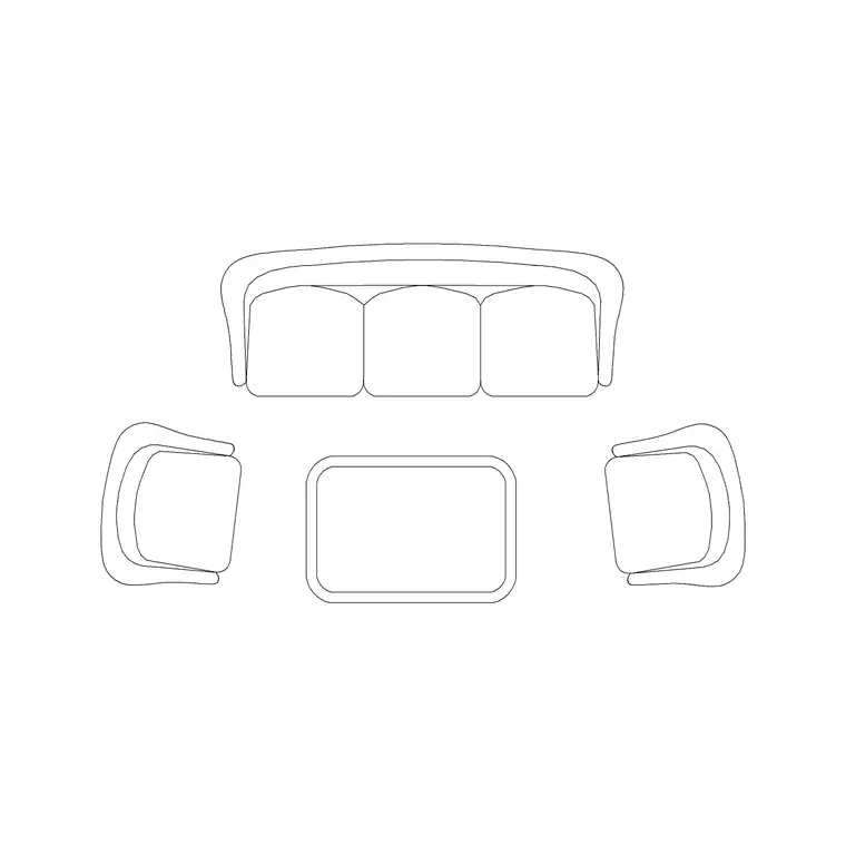 5 Seater Sofa Set DWG CAD block thumbnail — furniture drawing