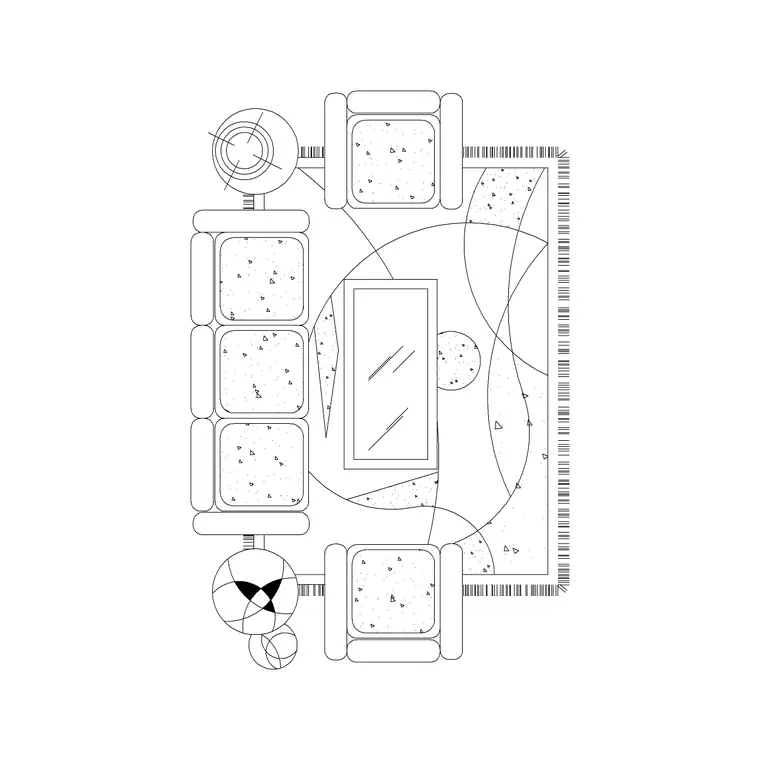 5 Seater Sofa With Rug And Table DWG CAD block thumbnail — furniture drawing