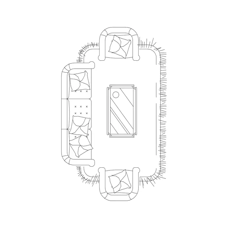 5 Seater Sofa With Rug DWG CAD block thumbnail — furniture drawing