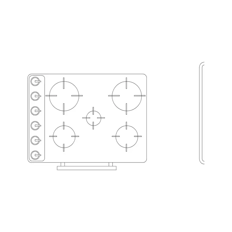 5 Stove Burner Rec 1 DWG CAD block thumbnail — kitchen drawing