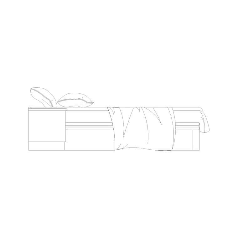 500 Mm High Backless Side Elevation Bed DWG CAD block thumbnail — bedroom drawing