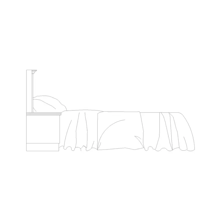 500 Mm High Bed Side Elevation DWG CAD block thumbnail — bedroom drawing