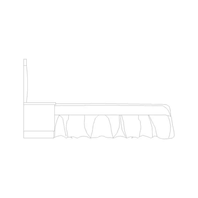 500 Mm High Cushion Backl Side Elevation Bed DWG CAD block thumbnail — bedroom drawing