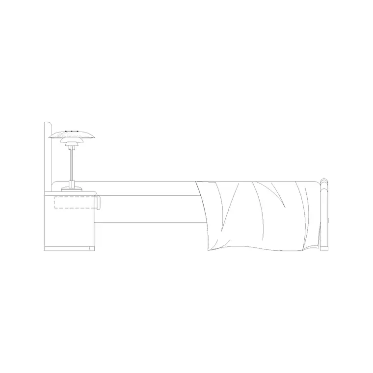 500 Mm High Simple Bed Side Elevation DWG CAD block thumbnail — bedroom drawing