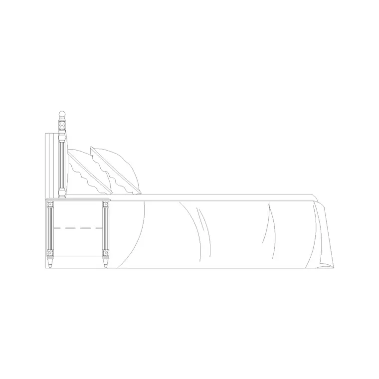 550 Mm High Cushion Back Bed Side Elevation DWG CAD block thumbnail — bedroom drawing