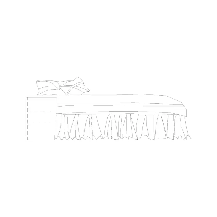 580 Mm High Backless Side Elevation With Side Table DWG CAD block thumbnail — bedroom drawing
