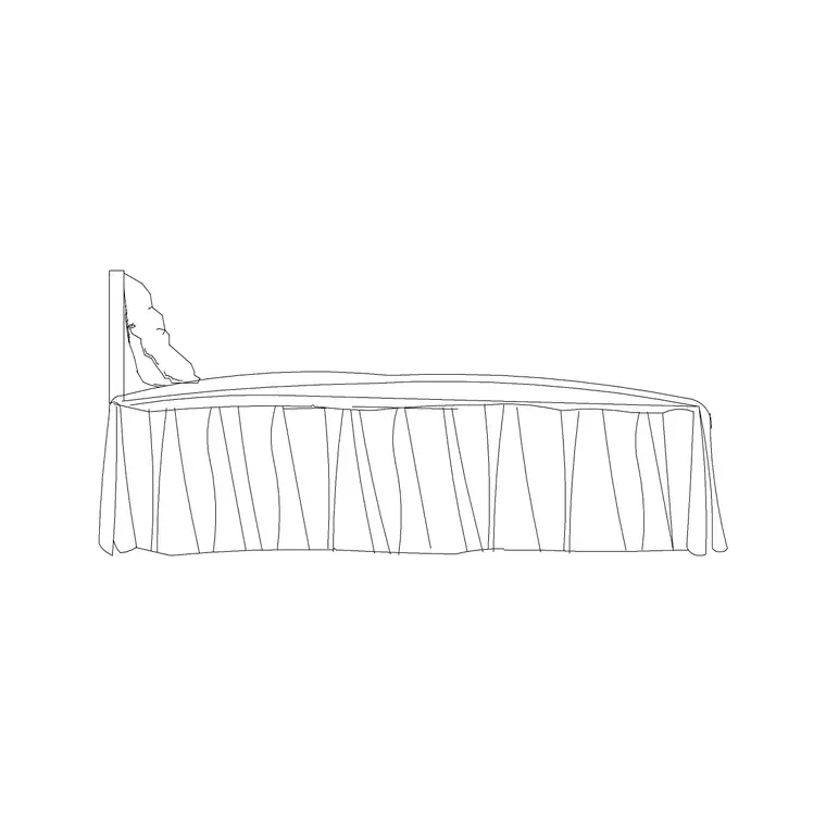 590 Mm High Bed Side Elevation DWG CAD block thumbnail — bedroom drawing