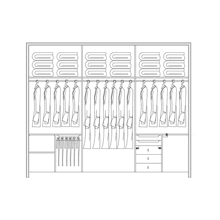 6 Door Wardrobe DWG CAD block thumbnail — furniture drawing