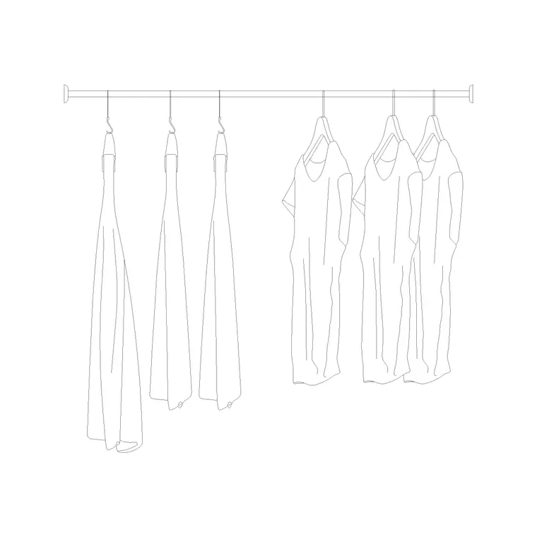 6 Hanged Dress With Rod DWG CAD block thumbnail — accessories drawing
