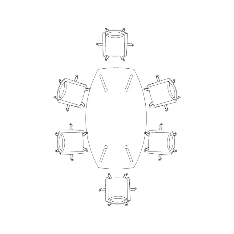 6p Curve Table DWG CAD block thumbnail — office drawing