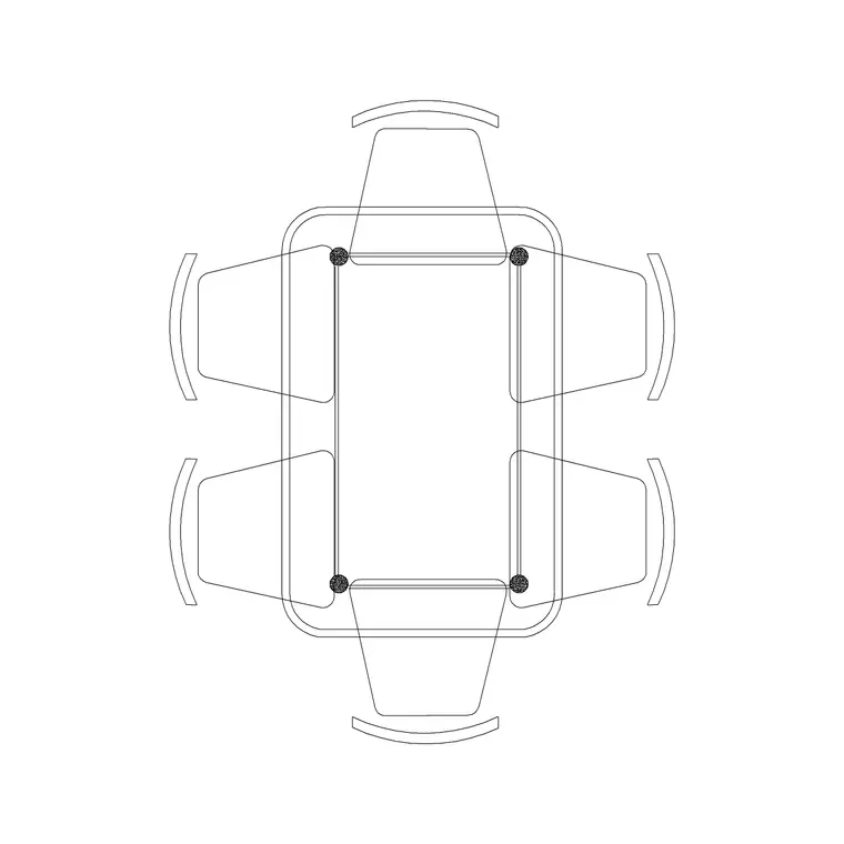 6P Glass Dining Table DWG CAD block thumbnail — furniture drawing