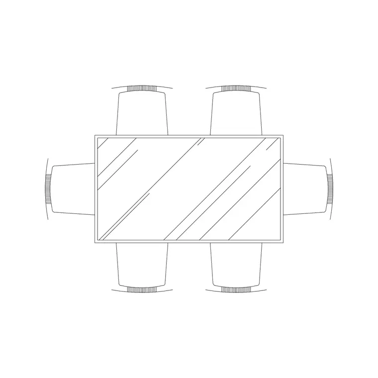 6P Rec Dining Table (2) DWG CAD block thumbnail — furniture drawing