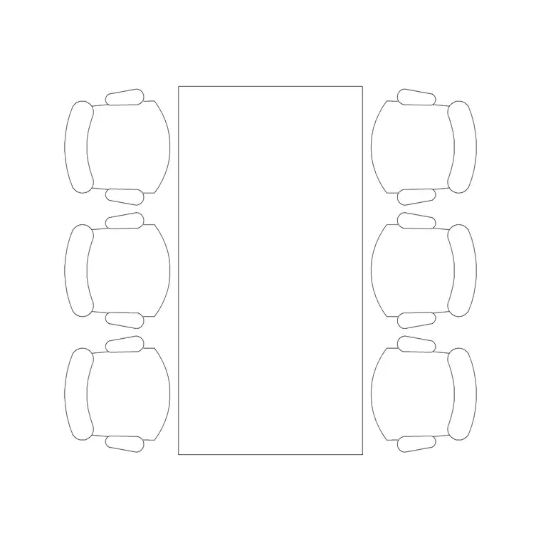 6P Rec Dining Table DWG CAD block thumbnail — furniture drawing