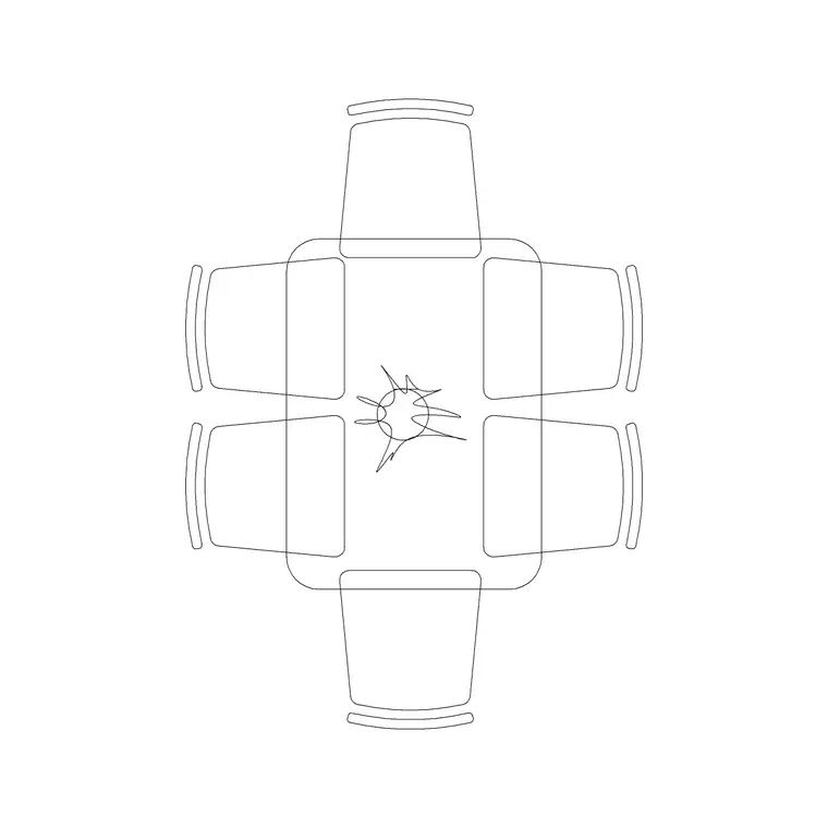 6P Rec Glass Dining Table DWG CAD block thumbnail — furniture drawing