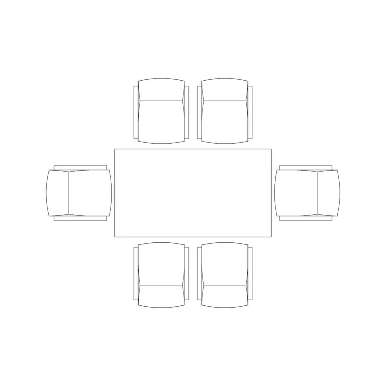 6P Rec Table DWG CAD block thumbnail — office drawing
