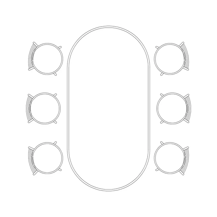 6P Round Edge Table DWG CAD block thumbnail — office drawing