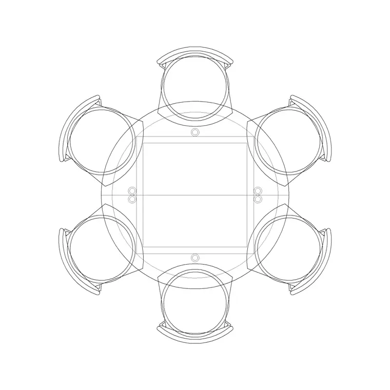 6P Round Table DWG CAD block thumbnail — office drawing