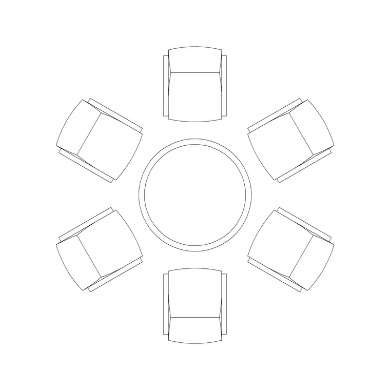 6P Small Table DWG CAD block thumbnail — office drawing