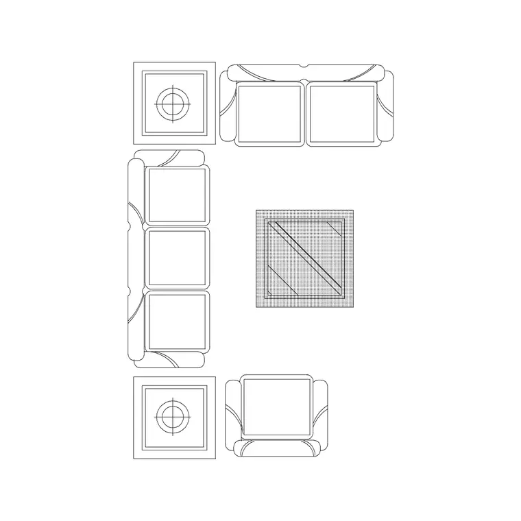 6P Sofa Set DWG CAD block thumbnail — furniture drawing