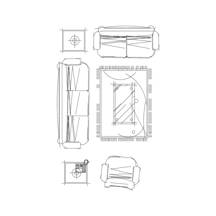 6P Sofa Set Contemp DWG CAD block thumbnail — furniture drawing