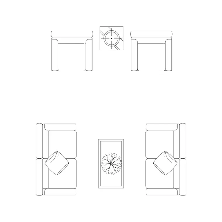 6P Sofa Set Modern DWG CAD block thumbnail — furniture drawing