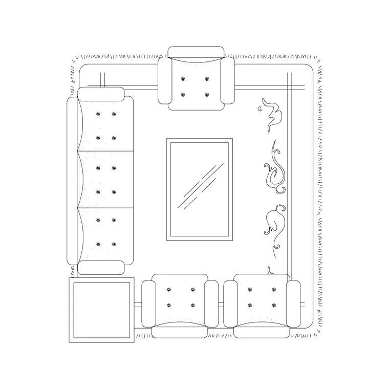 6p Sofa Set With Table DWG CAD block thumbnail — furniture drawing