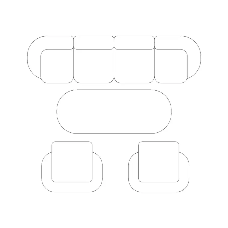 6 Seater Sofa Set DWG CAD block thumbnail — furniture drawing