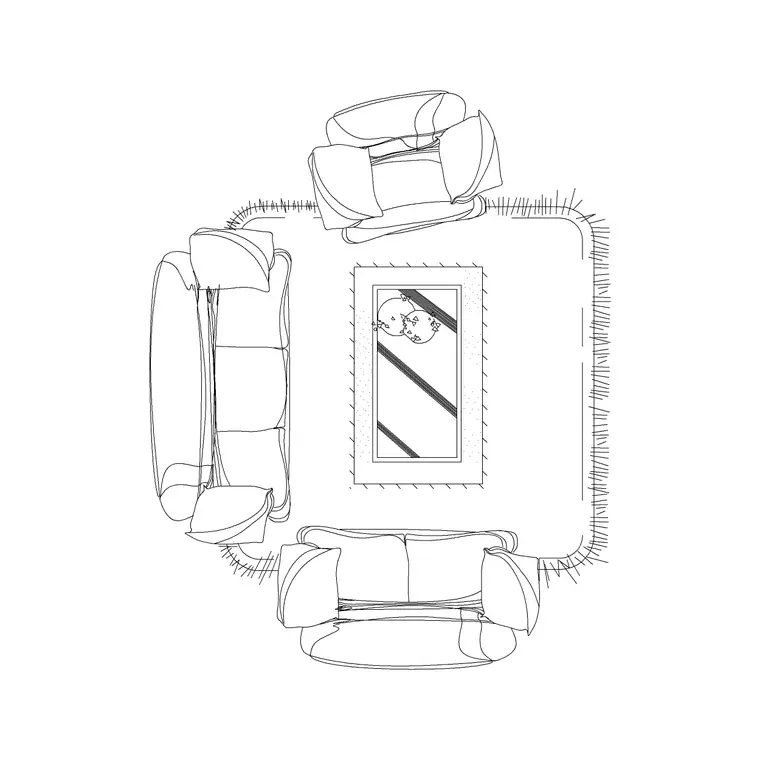 6 Seater Sofa With Rug DWG CAD block thumbnail — furniture drawing