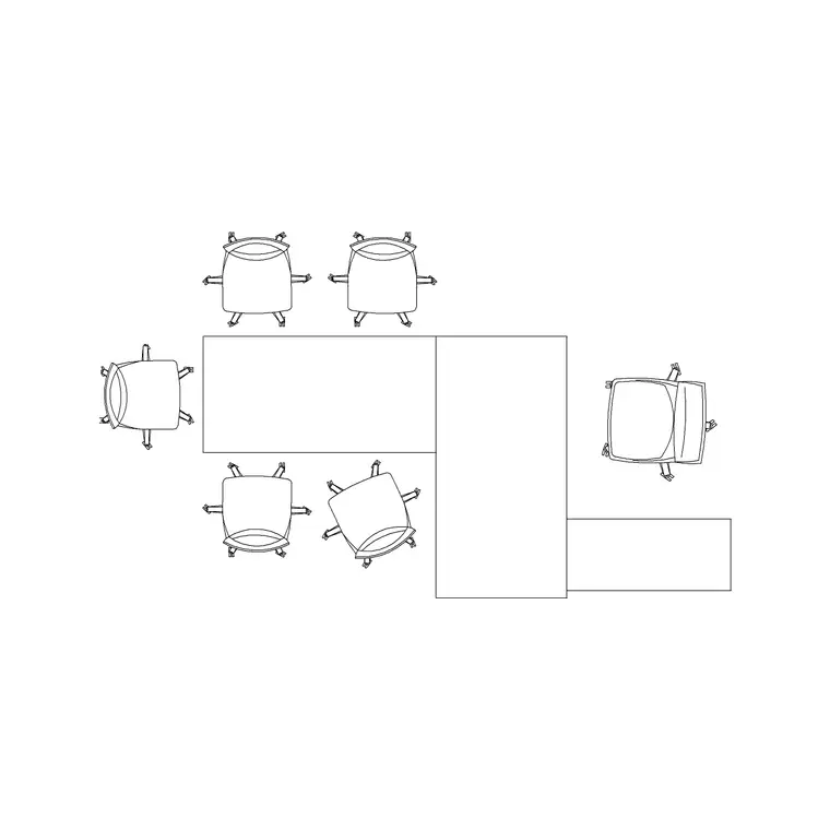 6P Workstation DWG CAD block thumbnail — office drawing
