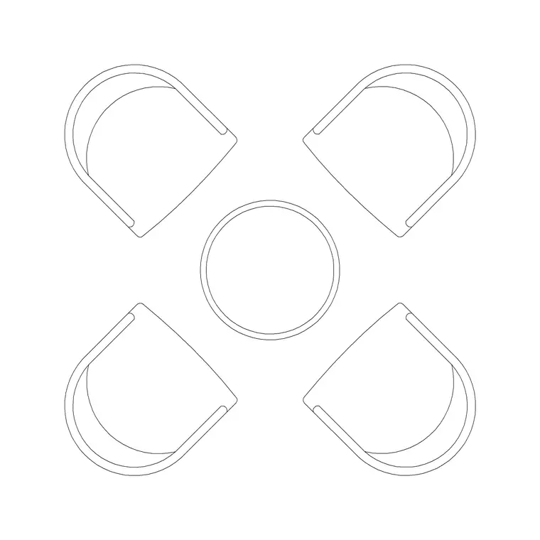 600mm Dia Table 4P DWG CAD block thumbnail — furniture drawing