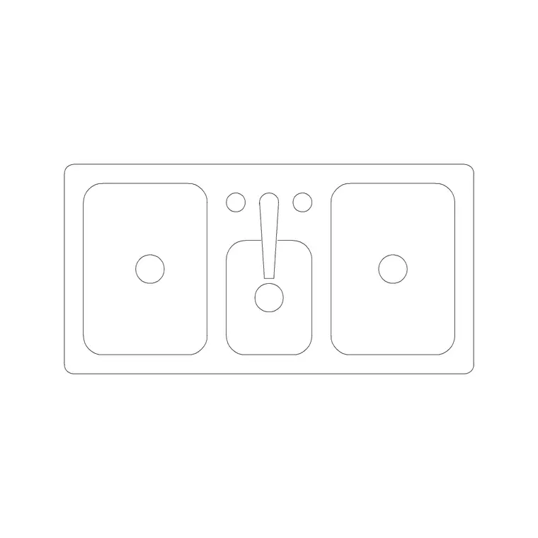 645mm Sink Triple Pv DWG CAD block thumbnail — sinks & faucets drawing
