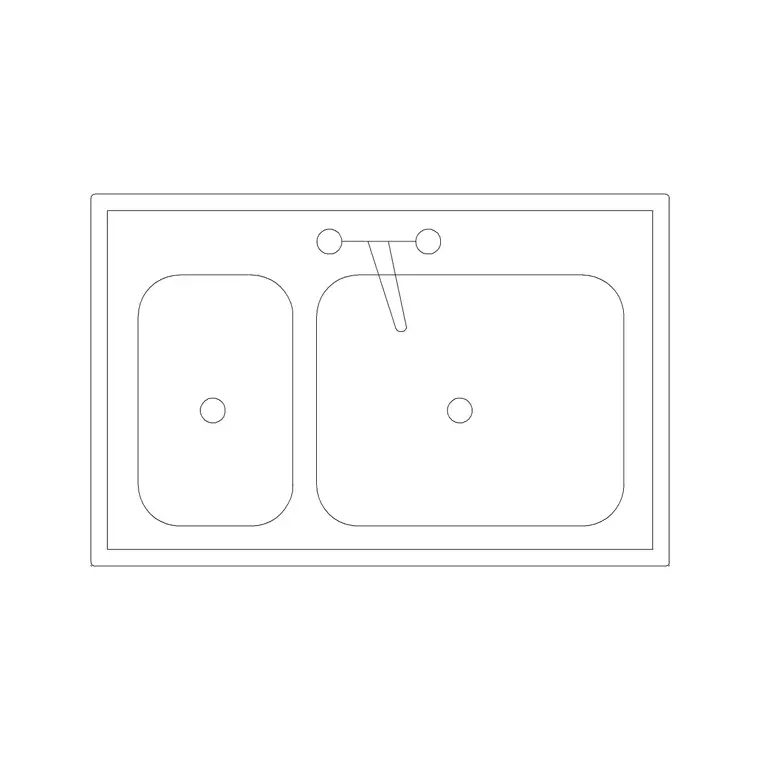690mm Sink Double Pv DWG CAD block thumbnail — sinks & faucets drawing