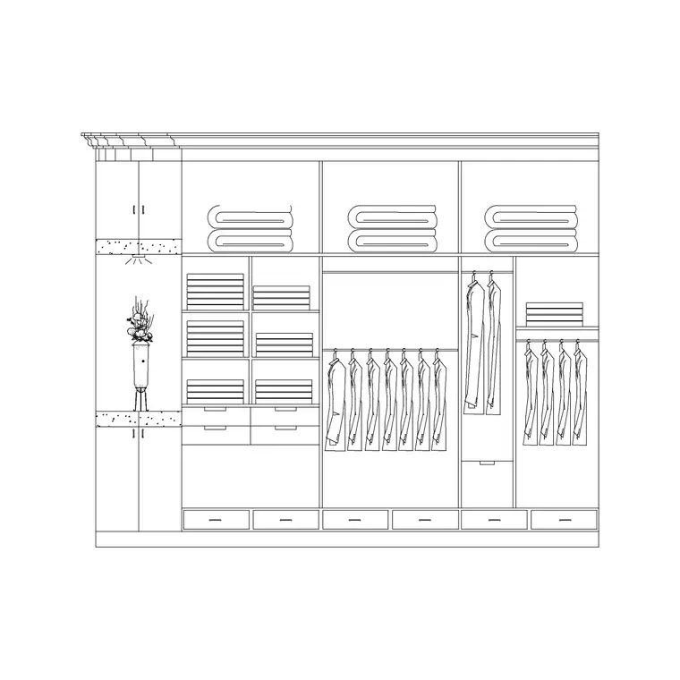 7 Door Wardrobe DWG CAD block thumbnail — furniture drawing