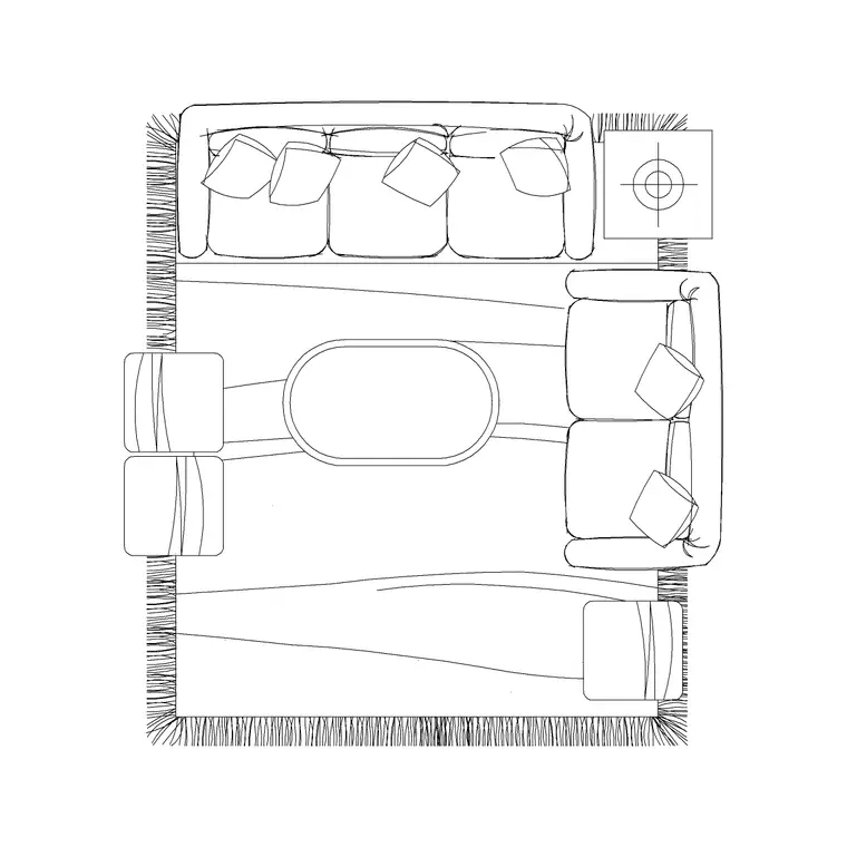 7P Sofa Set Modern DWG CAD block thumbnail — furniture drawing