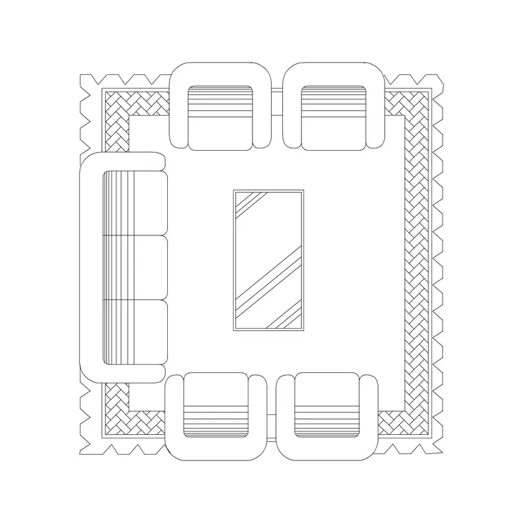 7P Sofa Set With Rug DWG CAD block thumbnail — furniture drawing