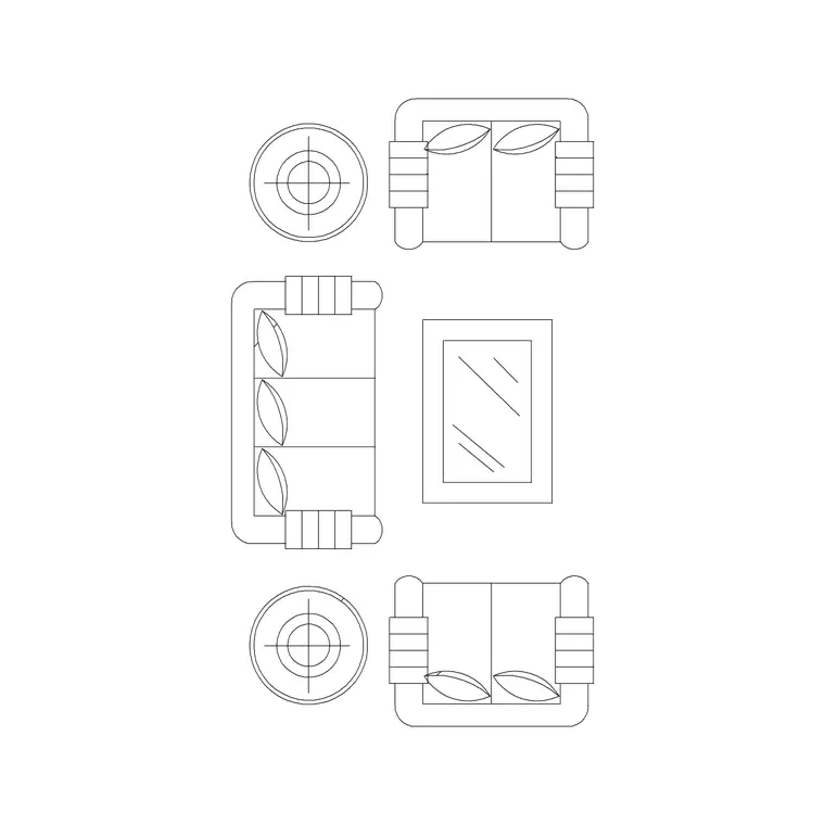 7 Seater Sofa With Table DWG CAD block thumbnail — furniture drawing