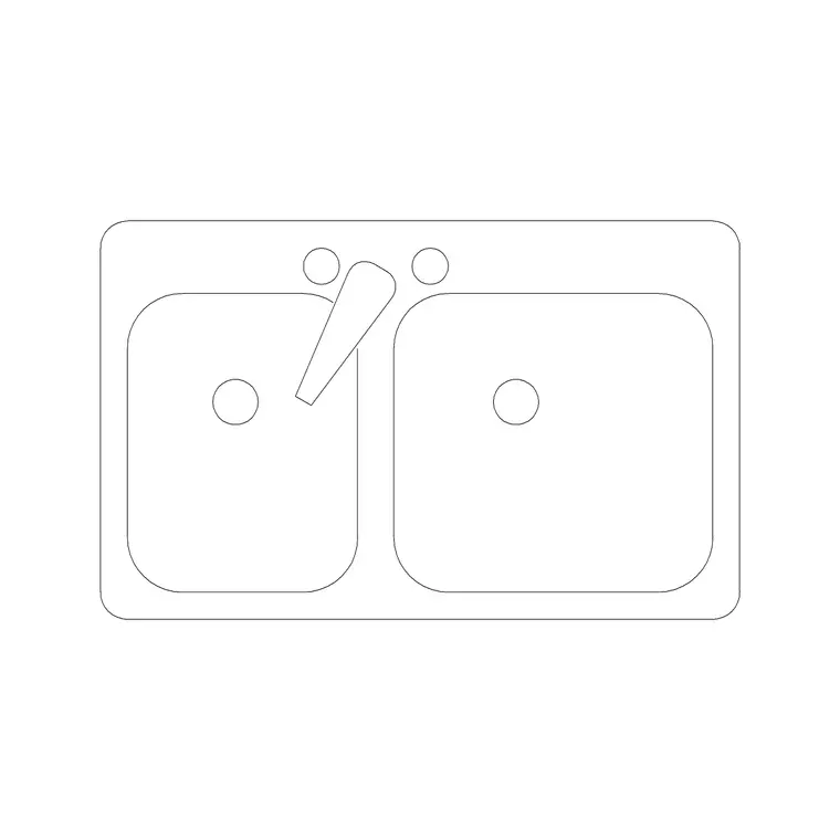 700mm Sink Double Pv DWG CAD block thumbnail — sinks & faucets drawing