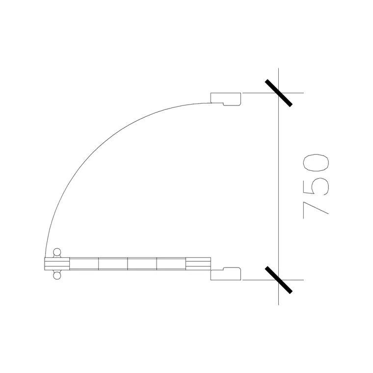 750 Mm Left Side Door Type 1 DWG CAD block thumbnail — doors drawing