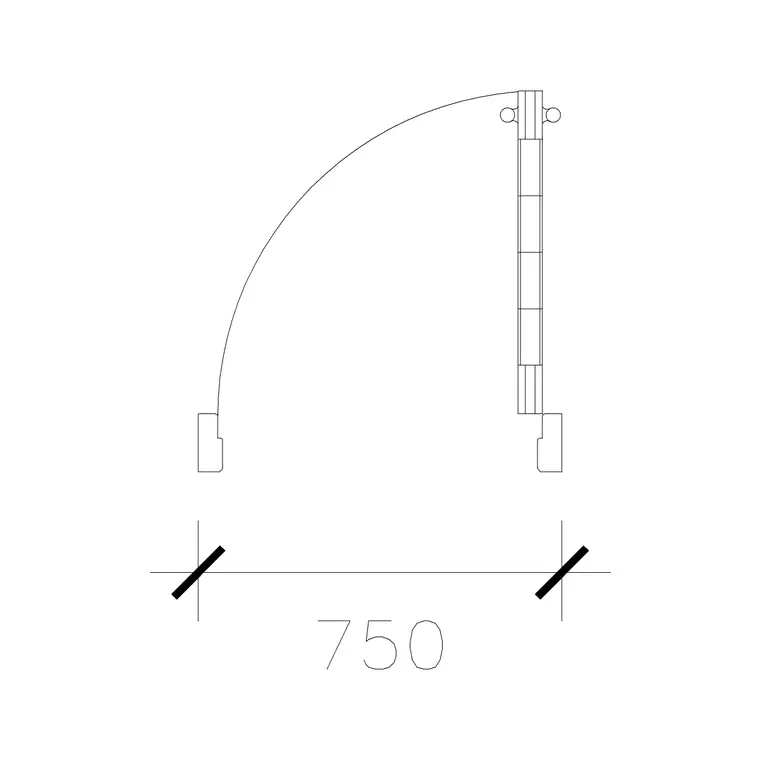 750 Mm Right Side Openable Door DWG CAD block thumbnail — doors drawing