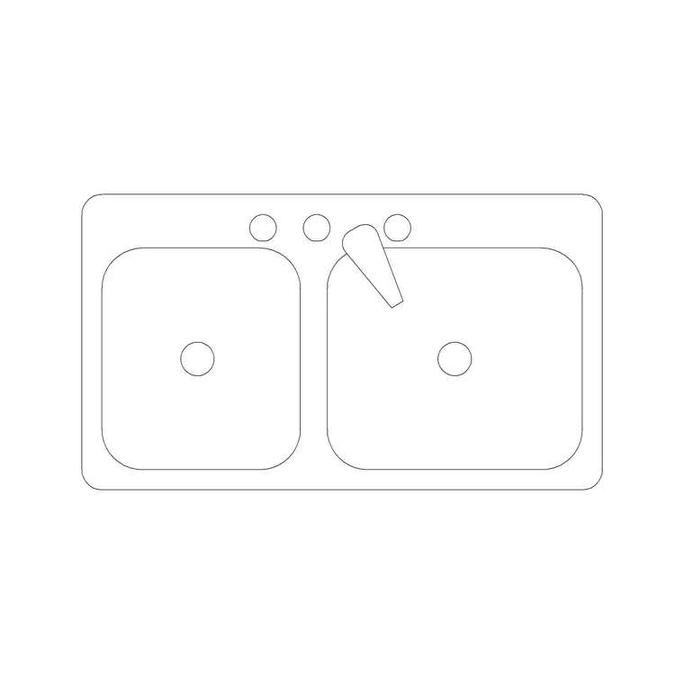 790mm Sink Double Pv DWG CAD block thumbnail — sinks & faucets drawing